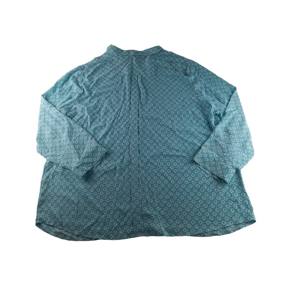 The Limited Women's Blue White Geometric Print Button Down Shirt Long Sleeve 2X - Picture 3 of 16